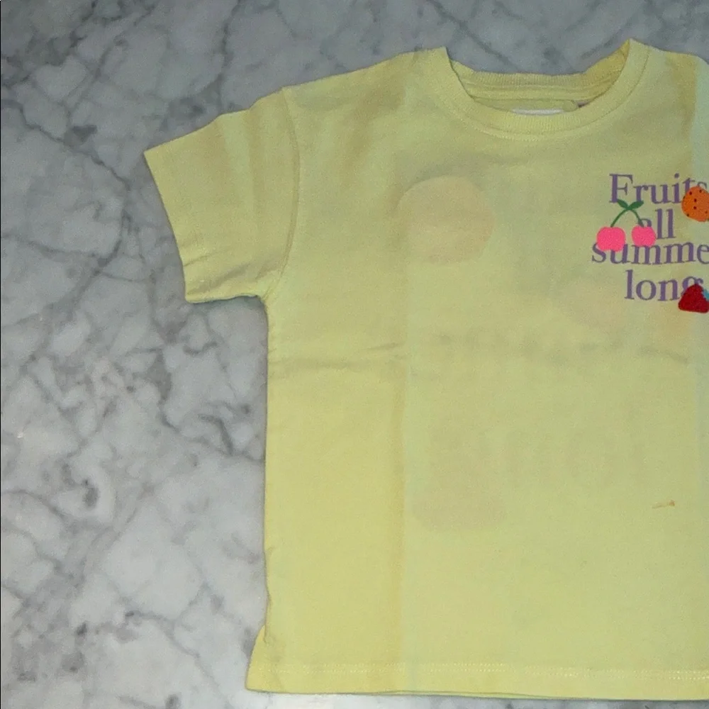 Zara Yellow Kids Tee with Fruit Graphics 4Y - Picture 4 of 7